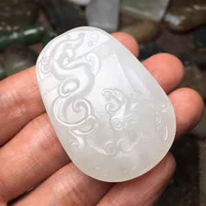 实拍 很白 和田玉龙凤 玉牌牌子挂件 青海料白玉 昆仑玉玉石雕件