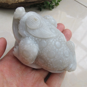 天然和田玉三足金蟾把件 青海料白玉 手玩件雕件 招财镇宅