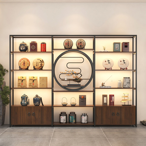 新中式博古架展示柜现代简约茶室摆放架茶货架展示架茶叶柜置物架