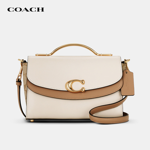 coach/蔻驰奢侈品女包celia经典c扣拼色牛皮翻盖小方包单肩斜挎包