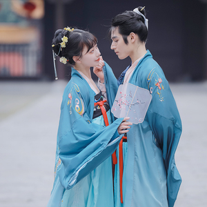 新款秋季长袖绣汉服情侣款男女cp古风中国风学生班服古装演出戏服