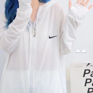 nike耐克防晒衣女夏季新款宽松透气皮肤衣情侣连帽轻薄运动外套潮