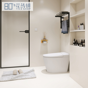 奶白卫生间瓷砖墙砖600x600客厅素色厕所防滑地砖侘寂风柔光砖