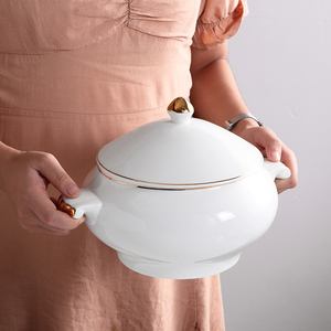 隔水炖炖盅酒店陶瓷餐具特大号带盖双耳大汤盅宫廷佛跳墙位上盅