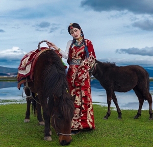 青海亚美服装店淘宝亚美女士衬衣镶边藏装西藏服藏族