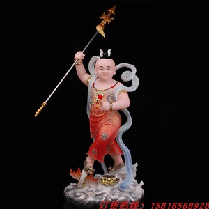 哪吒三太子12/26寸威灵显赫大将军太子爷善胜童子道教家居摆件像