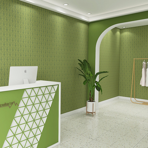 欧式轻奢服装店潮牌直播间带货背景墙纸复古墨绿色花纹卧室壁纸