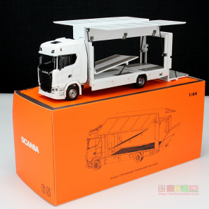 gcd 1:64斯堪尼亚s730封闭双层运输车scania合金开门汽车模型拖车