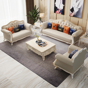 欧式真皮沙发单双人三人位组合美式简约现代轻奢别墅客厅家具整装
