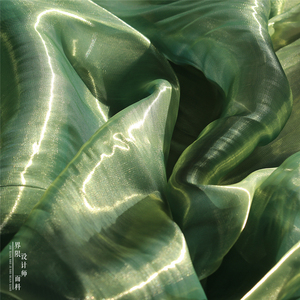 设计师面料金属感双色流光溢彩纱面料服装连衣裙礼服舞台背景布