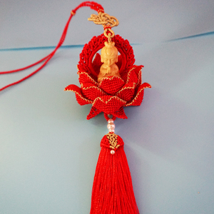 杺新家编手工莲花车挂绳荷本命年自制红色佛祖观音72号玉线材料包