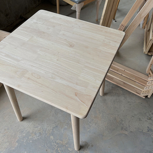 日式原木正方形餐桌白胚实木小户型方桌白坯樱桃木色可定制桌子