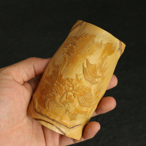 martin8592淘宝竹雕三舍刘向荣浮雕茶叶筒新款精品名家玉竹竹刻留青