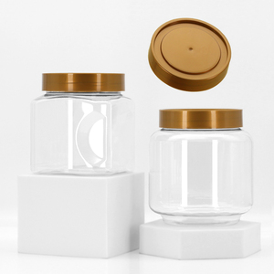 方形塑料瓶密封罐金色盖灯笼形储物瓶子食品级坚果花茶零食分装瓶