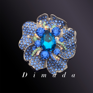m.d/迪曼达合金蓝色花朵胸针胸花别针女高档大衣配饰百搭奢华