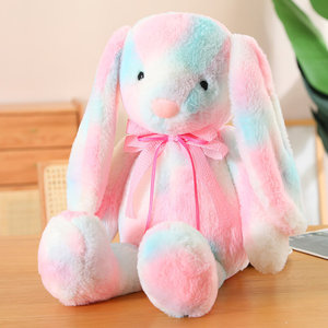 可爱扎染邦尼兔玩偶长耳娃娃小兔子毛绒玩具抱枕公仔儿童生日礼物