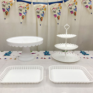 欧式生日甜品台摆盘展示架摆件套装点心冷餐摆台三层蛋糕托盘架子