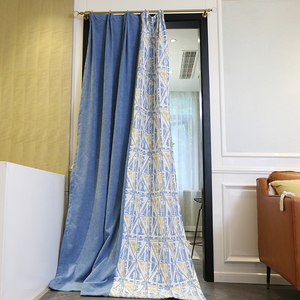 【定制】鸢尾乡旅北欧几何涂鸦侧拼窗帘窗帘文小清新美式客厅卧室