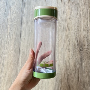 绿美水杯学生随身杯夏天水杯便携口杯防摔透明塑料简约随手
