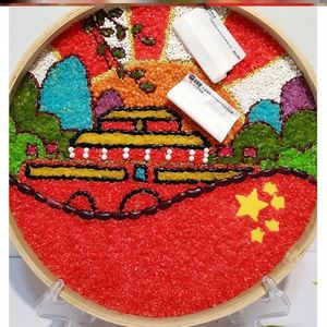 五谷杂粮画豆子画米画种子贴画红色主题爱国手工制作半成品粮食画