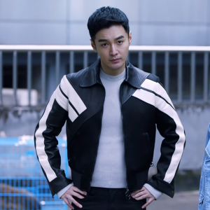 重生路铭嘉张昊唯张译同款春秋翻领休闲皮衣拼接修身夹克外套男潮