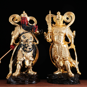 圆通佛具韦陀伽蓝护法佛像铜贴金关公神像摆件珈蓝菩萨韦陀菩萨