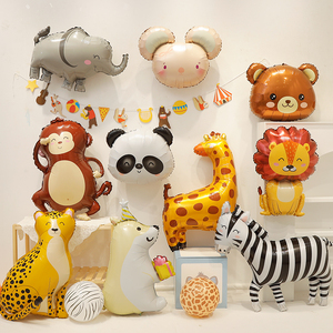六一儿童节生日派对装饰布置可爱卡通动物宝贝周岁长颈鹿头气球