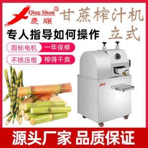 庆顺ZY-300型立式甘蔗榨汁机不锈钢全自动商用电动果汁店榨糖过滤