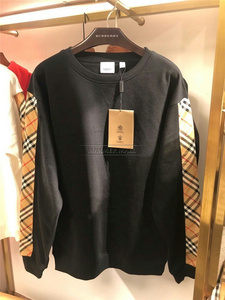 burberry/博柏利 爆款 手臂卡其色格子 黑色/白色卫衣 邓紫棋同款