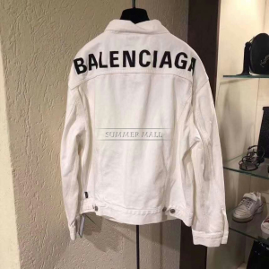 Balenciaga/巴黎世家 后背字母logo 白色 牛仔衣夹克外套