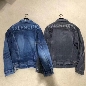 Balenciaga/巴黎世家 后背印花logo 深蓝色深灰色 牛仔衣夹克外套