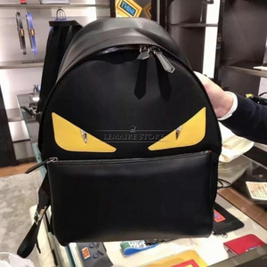 fendi/芬迪 21ss 黄色眼睛 黑色拼皮 小怪兽 恶魔 书包背包双肩包