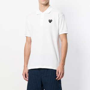 【国内现货】play川久保玲cdg经典纯色短袖polo衫红心黑心情侣款