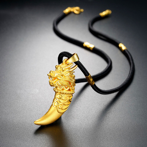 黄金龙牙吊坠足金999生肖龙吊坠简约霸气纯金时尚男士款免费刻字