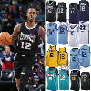 灰熊队球衣莫兰特12号杰克逊13贝恩22男女sw热压复古城市版篮球服_阿