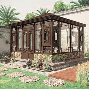 别墅庭院德高瓦阳光房中式仿古断桥铝合金系统保温隔热隔音门窗