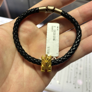 香港周生生足金charme串珠系列貔貅黄金转运珠手链男士86330c
