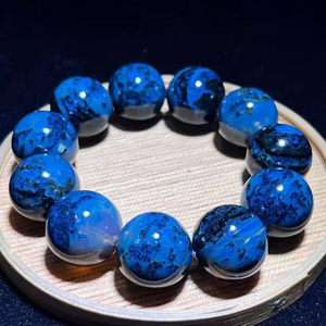 诚缘天然缅甸琥珀手串金蓝底海藻溶洞单圈手链植物珀珠子男士手饰