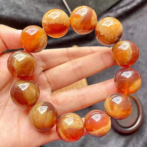诚缘纯天然缅甸琥珀手串白蜜溶洞橘蜜单圈手链一刀料蜜蜡手饰手环