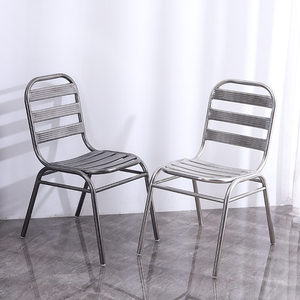 加厚不锈钢靠背椅 户外成人无扶手单人椅子 阳台家用餐椅七板座椅