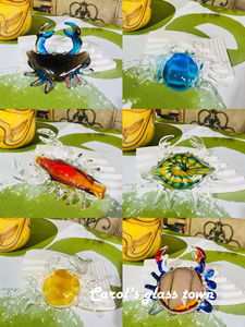 卡罗尔 A螃蟹龙虾合集手工琉璃庄毅创意家居装饰品桌面鱼缸摆件
