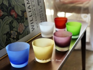 外贸出口yuan单尾单中古玻璃冰激凌碗杯彩色水杯果汁杯玻璃碗