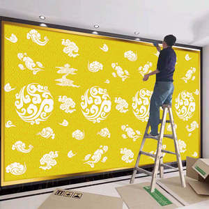 祥云装饰贴画佛堂设计定制背景墙佛图3d8d壁画寺庙家用佛像墙纸