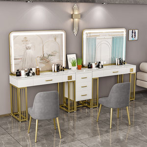 影楼化妆台带灯网红婚纱摄影店专业梳妆台彩妆工作室大理石化妆桌