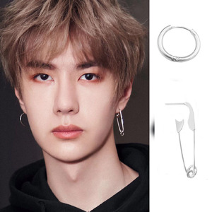 王一博同款银耳钉别针圈圈耳环耳圈男女个性明星气质街拍网红饰品