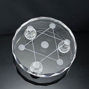 天然水晶摆件白水晶七星阵底盘水晶七星盘底座七星阵托盘摆件人造