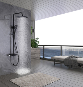 黑色大淋浴花洒浴室洗澡房全铜智能水力发电数显冷热水淋浴花洒套