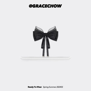 GRACECHOW-23SS周扬青黑色大蝴蝶结发夹女新款弹簧夹发绳夹子发饰