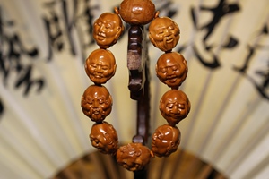 孙建忠大师 新款须派十八罗汉 2.1*2.4 橄榄核手串 铁核精品核雕