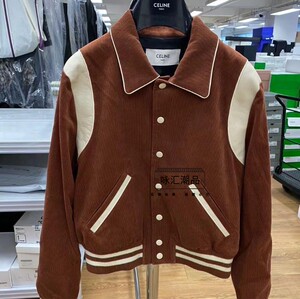 celine/赛琳 21fw新款撞色字母logo单排扣翻领棒球服夹克男外套女